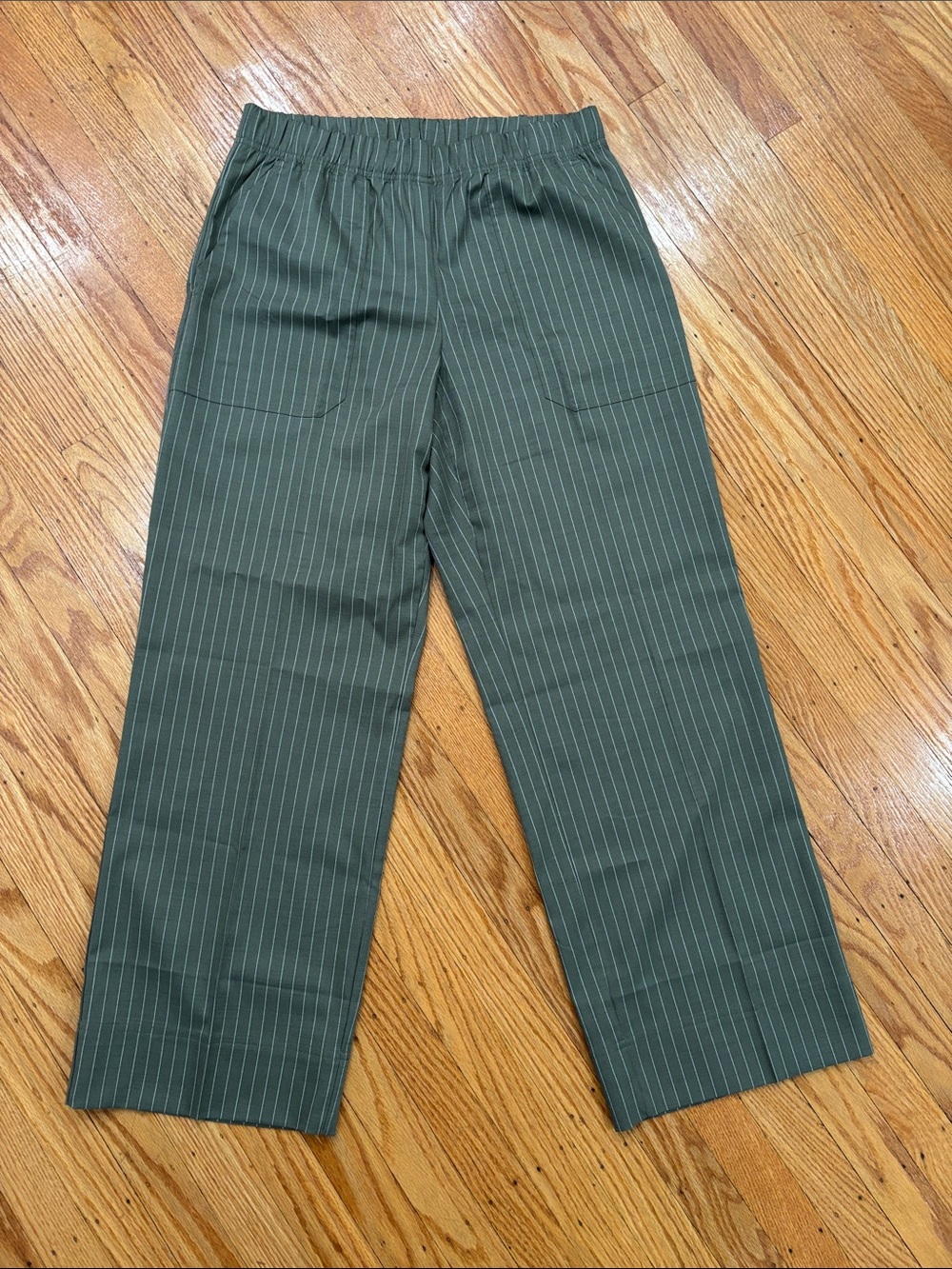 LOFT Forest Green Pinstripe Wide-Leg Chinos